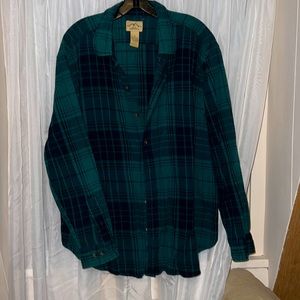 Navy & forest green flannel button down shirt